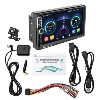 Автомобилна Стерео система С Bluetooth Двоен Din Стерео Аудио-Видео плейър Със 7-инчов HD Сензорен екран FM радио Огледалната Връзка Гръб
