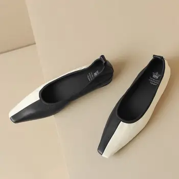 Висококачествена и Удобни Дамски обувки на ток от естествена кожа, Модни обувки на нисък ток за пътуване, удобни обувки есен