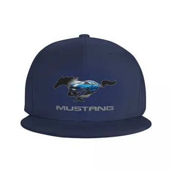 Дизайн на лого Ford Mustang GT (син на черно), бейзболна шапка с топлинна козирка, хип-хоп Градинска облекло, Шапки за риболов, Мъжки и дамски шапки