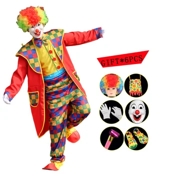 Костюм на клоун в стил възрастни за мъже, Дамски дрехи, Карнавалните Цирк, Ужасен, Страшен клоун, забавно представа за купоните