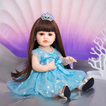 Кукла Ледената принцеса 55 см, силиконова кукла-реборн, играчки-другари, подаръци за рожден Ден за деца