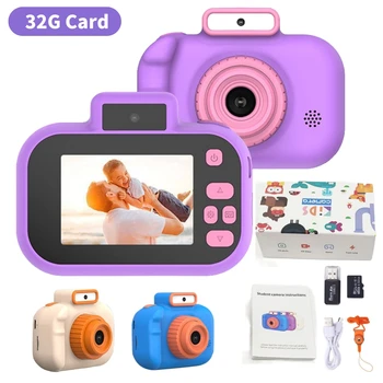 Мультяшная детски фотоапарат Играчка HD IPS Екран Цифрови играчки Камера USB Зареждане Играчки за Коледа, Подарък за рожден Ден