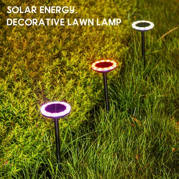 Приземният лампа на слънчевата енергия с въртящ се кръг, Стилни градински декоративни светлини за паркове, тревни площи, дворове