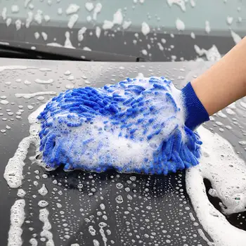 Ръкавици за миене на автомобили с мека подплата, двустранно рукавица за измиване автомобили от синельной микрофибър, гладка, без драскотини, силна хидратация за ефективно използване на