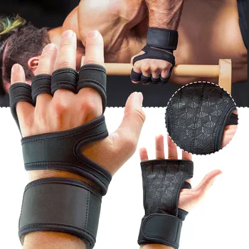 1 Чифт Ръкавици за практикуване на тренировките с тежести за мъже и жени в Спорт Фитнес Културизъм Гимнастика Фитнес зала Защита на китките на ръцете дланите на Ръкавици