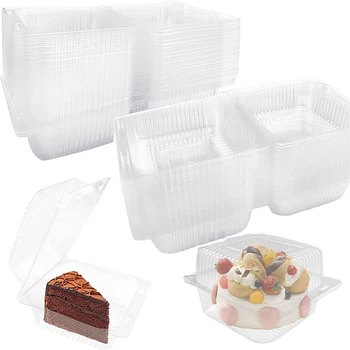 100шт за Еднократна употреба Пластмасова кутия с Прозрачен Контейнер за съхранение на храна Кутии за Опаковане на Плодови Торти, Аксесоари за Сватба, Рожден Ден