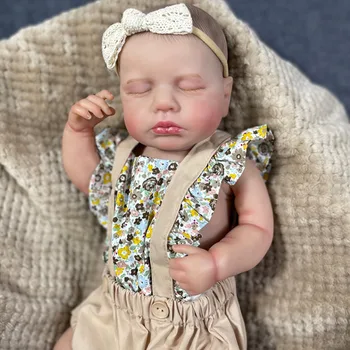 19 инча Loulou Силиконова Vinyl Кукла за Цялото Тяло Reborn Sleeping Newborn Baby Doll Гъвкав 3D кожа с видими венами