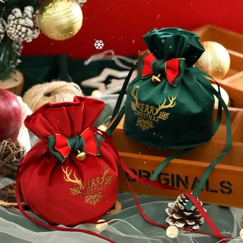 1бр Коледа Ябълка, Кадифе кутия шоколадови бонбони, Украса за партита, Висококачествена чанта за Коледни подаръци, чанта за съвсем малък, Множество, Креативна новост, направи си сам