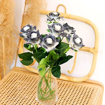 2 бр., Изкуствени цветя, рози, готическия синьо-Черен цвят, Фалшива Роза, подарък за Сватба на Хелоуин, изкуствени цветя за декорация