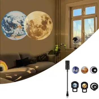 2022 USB 2 В 1 Проекция на Луната на Земята е Led Лампа на Проектора лека нощ Led Стая Лунните Светлини Прожекционен Декор лека нощ USB P K5J0