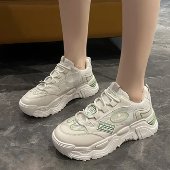 2022 г., Лека Ежедневни обувки са с Дишаща Мрежа, Универсална Ежедневни обувки, Удобни Маратонки с мека подметка, Дамски обувки на платформа, Zapatillas Mujer
