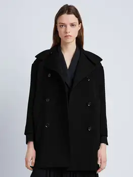 2023 Есенно-Зимния Нова Вълна палто, Свободно Ежедневното бизнес палто от плат за крайградски пътувания, Черен Топ средна дължина, Жена