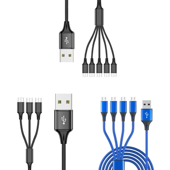 2023 Нов кабел за зареждане, кабел USB-microUSB Дърва за едновременно свързване на 5 устройства с Micro USB от един USB порт за телефони и таблети