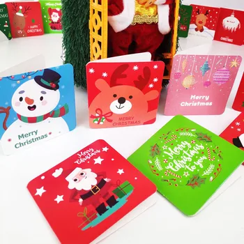 20pcs Коледен Подарък Пожелания, Поздравителни Картички Мини Квадратни Сгъваеми Картички, Подаръци Креативна Създаване на пощенски картички С Плик