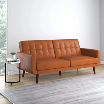 Better Homes & Gardens Нола Модерен futon, мебели от изкуствена кожа Камила, диван за хол