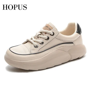 HOPUS Ежедневни дамски обувки 2023 Нови Висококачествени Маратонки от естествена кожа, Дамски Дишащи Ретро Леки, Удобни Маратонки на платформа