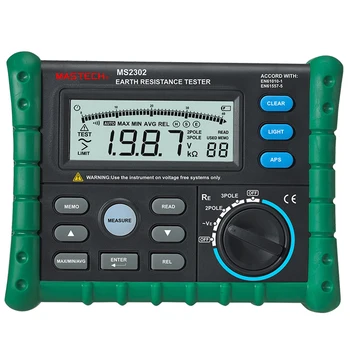 Mastech MS2302 Тестер на Съпротивлението на Заземяване на Цифров Измерител на Изолация LCD Дисплей 100 Групи от Данни, инструмент за Диагностика 200 В