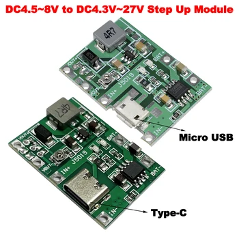 Micro USB/Type-C 3,7 В-9 В 5-2A DC-DC Нагоре Модул Печалба Регулируема Приставка за Зареждане-Разреждане литиева батерия 18650