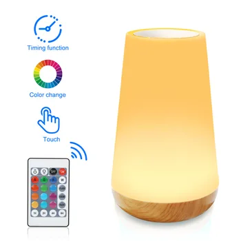 RGB с Дистанционно Управление С Регулируема Яркост Настолна Нощна Лампа Нощни Лампи USB Акумулаторна Сензорен лека нощ За Спалня Подарък За Рожден Ден лампара