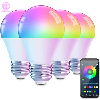 Smart Bluetooth Графити Led Крушка RGB + CW Управление на мобилен телефон Спалня Хол Цветна Лампа 9 W E27, E26, B22 Лампи