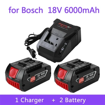 Батерия 18V 6.0 Ah за Электродрели на Bosch с Литиево-йонна батерия 18V BAT609, BAT609G, BAT618, BAT618G, BAT614 + 1 зарядно устройство