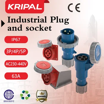 Безплатна Доставка Kripal 63A Промишлена Щепсел и контакт 3PIN 4PIN 5PIN IP44 IP67 Електрическо Съединение, Монтируемое на лентата, с Щепсел