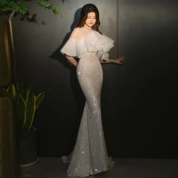 Вечерна рокля на Кралица Темперамент DongCMY, луксозни вечерни рокли от висок клас за жени 2023, Сватбена рокля за младоженци с талия под формата на рибено опашката