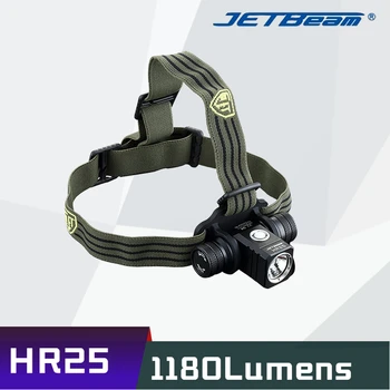 Върховният налобный фенер JETBeam HR25 1180 Лумена, която се презарежда чрез USB с батерия 18650 2400 mah, фенерче, за разходки, каране на колело