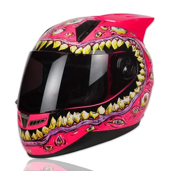Дамски и мъжки шапка Розови очи с розови рога, Зимна каска на мотоциклет шлем Capacete Casco FAST