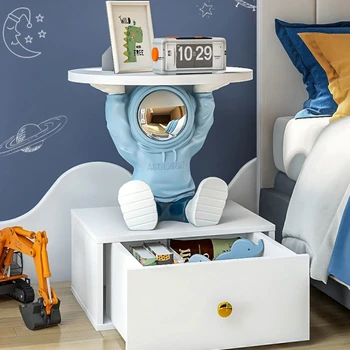 Детски малка странична масичка, нощно шкафче за момчето-астронавти, холна масичка с вграден диван, креативна спалня, проста, полици за съхранение