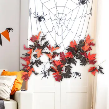 Есенен Венец от кленов листа, украса за Хелоуин, Изкуствена венец от кленов листа за фон, таблица на стълбите, на сватбата на закрито и открито