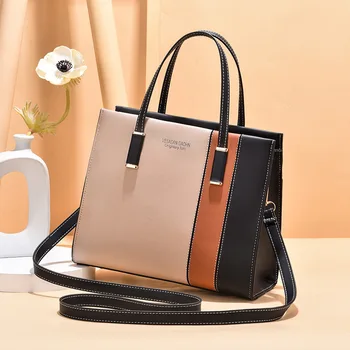 Есента на висококачествена Дамска чанта през рамо 2023, Нова чанта в контрастен цвят, по-голямата голям модерен универсална женска чанта-месинджър