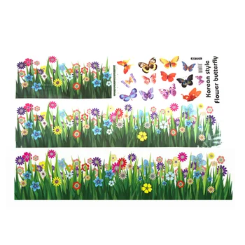 Етикети с пеперуда, трева и цвете, подвижни винилови стикери с цитати 