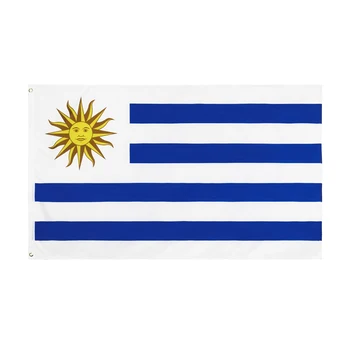 знаме на Уругвай 90x150 см, полиестер, устойчив на избледняване от виолетови, Националните флагове на Уругвай за отдих/парад/фестивал/декорации