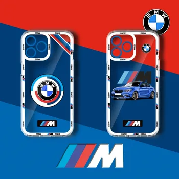 Калъф за телефон BMW M за спортен автомобил, Калъф за телефон за iPhone 11 12 Mini 13 14 Pro Max, Прозрачен Калъф