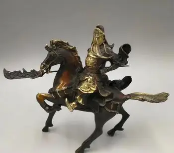 Китайското Антикварное Червено бъде позлатен Украса за дома Guan Ю Лъки Horse Riding