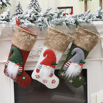 Коледна украса Креативна кукла от зебло с насипни горски человечками, подаръчен пакет, Вязаный Коледен Отглеждане Rzeżby I Figurki