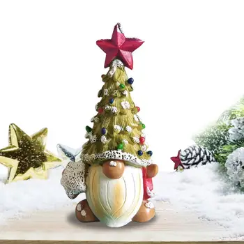 Коледна Фигурка Елф от смола, Декоративна Миниатюрна Статуетка, украса за Коледно Новогодишната партита