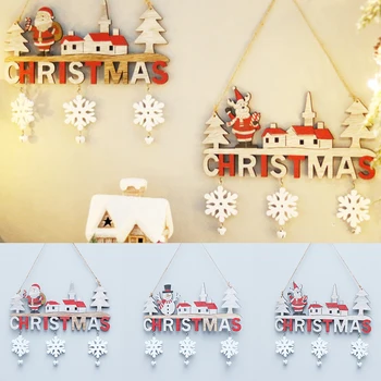 Креативна Коледна висулка във формата на Лос, Снежен човек, Стенни декорации от дърво, Дървени окачване, Дядо Коледа, За декорация, декорация за Коледно парти