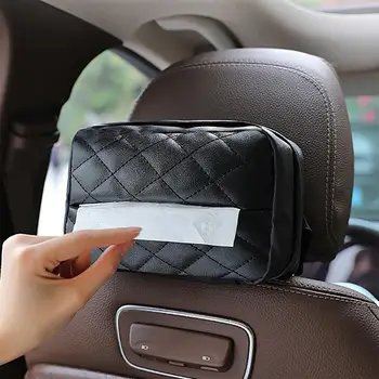 Кутия държач за кърпички в колата, стилен и Водоустойчив, лесно моющийся калъф от изкуствена кожа за организиране на задната седалка