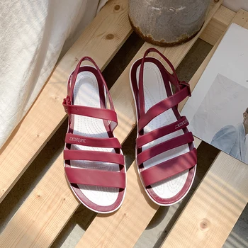 Лесен и удобен за класически модерен нови летни плажни сандали Mary Jane за майките в корейски стил на плоска подметка