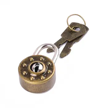 Мини-кръгли брави с метален ключ, ретро заключване за изпълнението на желанията, окачени заключване за подарък кутия за бижута, малка дървена кутия за Б