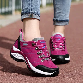 Модни маратонки, дамски дишащи обувки на равна подметка, Спортни обувки за отдих на открито дантела за жени