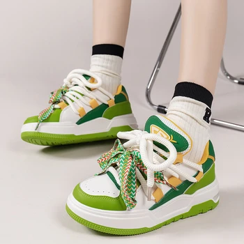 Нов модерен дизайн, дамски обувки за хляб на платформата, чифт маратонки Унисекс платформа, Градинска обувки в стил хип-хоп с шнур