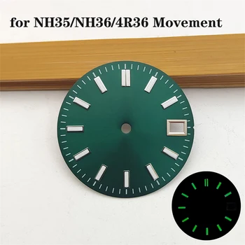 Нов циферблат NH35 28,5 мм, зелен светлинен циферблат за часовници с механизъм NH35/NH36/4R36, модификация на циферблата, Аксесоари и резервни части