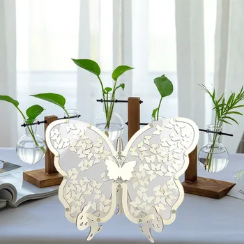 Нова креативна дървена пеперуда, сватбена кутия за съобщения, подарък за гостите, Дървена пеперуда, украса на работния плот