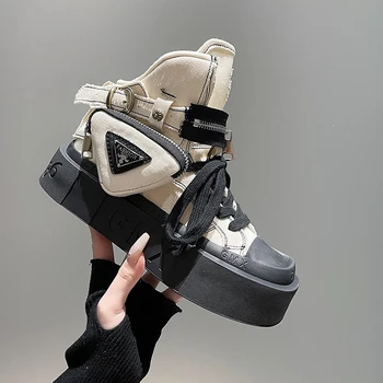 Новост 2023 г.; Женски ботильоны; Модни Каубойски Престрелки обувки в стил пънк-готически; Класически Деним Парусиновая Обувки; Къса Обувки на платформа в готически стил