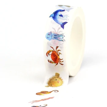 Однорулонная Декоративна лента с чудесни морски животни Washi 