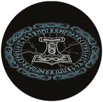 Подложка за мишка на Минесота Norse Mythology, игрална подложка Viking Hammer, Малки нескользящие кръгли подложки за мишка, безжична мишка за лаптоп, настолен компютър