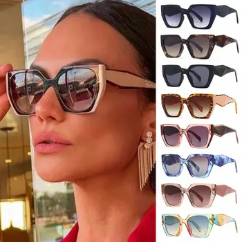 Реколта квадратни слънчеви очила за жени и мъже, нови модерни дамски слънчеви очила в неправилни рамки, трендови нюанси